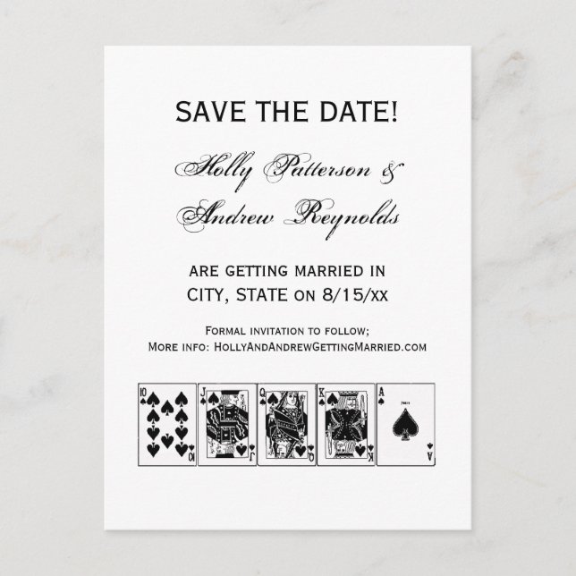 Royalet Rak tömningsspets för Casino Nght Poker- Meddelande Vykort (Framsida)