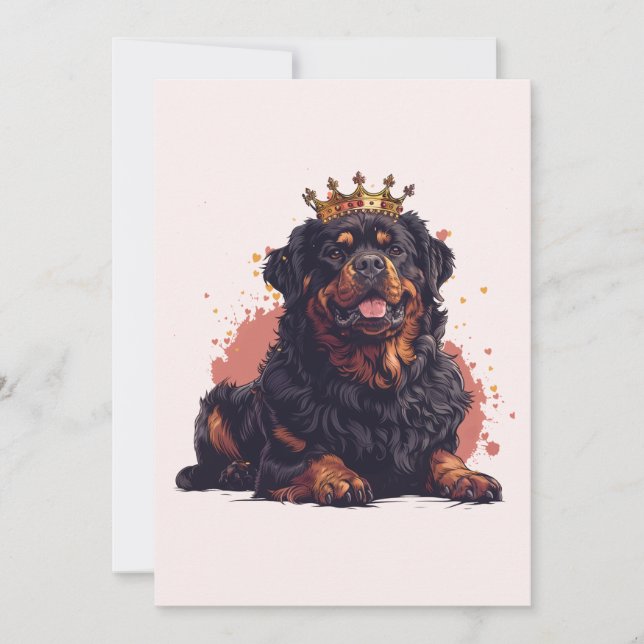 Royalet Rottweiler Hund Queen Krona Inbjudningar (Framsida)