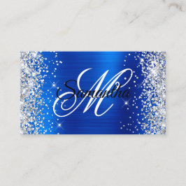 Royalet Silver Blue Foil Finare Monogram Visitkort