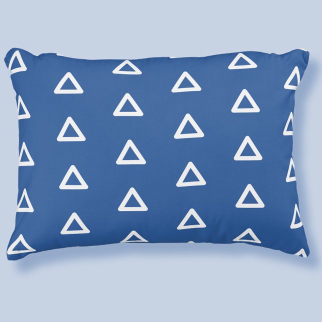 Royalet Trendig i det moderna triangeln Mönster El Prydnadskudde (Modern Triangle Pattern Elegant Trendy Royal Blue Accent Pillow)