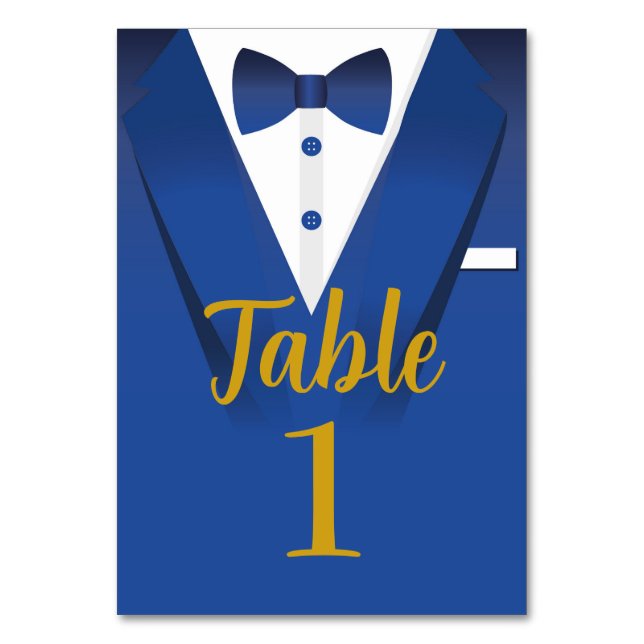 Royalet Tuxedo Event Bow Tie Black Tie Blue Bröllo Bordsnummer (Framsidan)