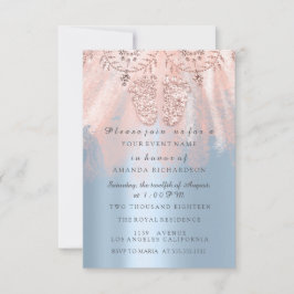 Royalet Twillingar Glam för Baby Shower Feet Silve Inbjudningar