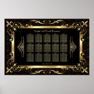 Royalets 20-sekundersdiagram för Guld Art Deco-sät Poster