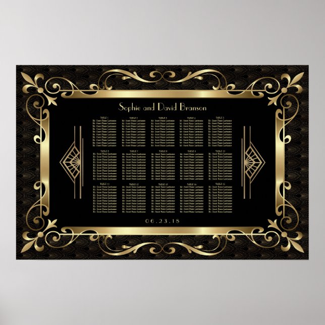 Royalets 20-sekundersdiagram för Guld Art Deco-sät Poster (Framsidan)
