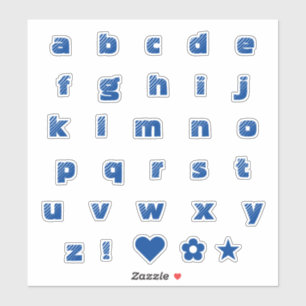Royalets blå nedre Fodral-Brev Alphabet Heart Klistermärken