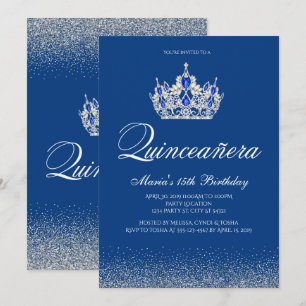 Royalets blå Quinceanera-inbjudningar Inbjudningar