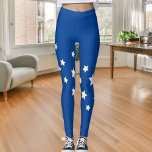 Royalets blå vita stjärnor leggings<br><div class="desc">Ett enkelt diagonalt mönster med vita stjärnor på royalets blå bakgrund.</div>