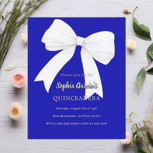 Royalets blåvita bog Quinceanera-inbjudan