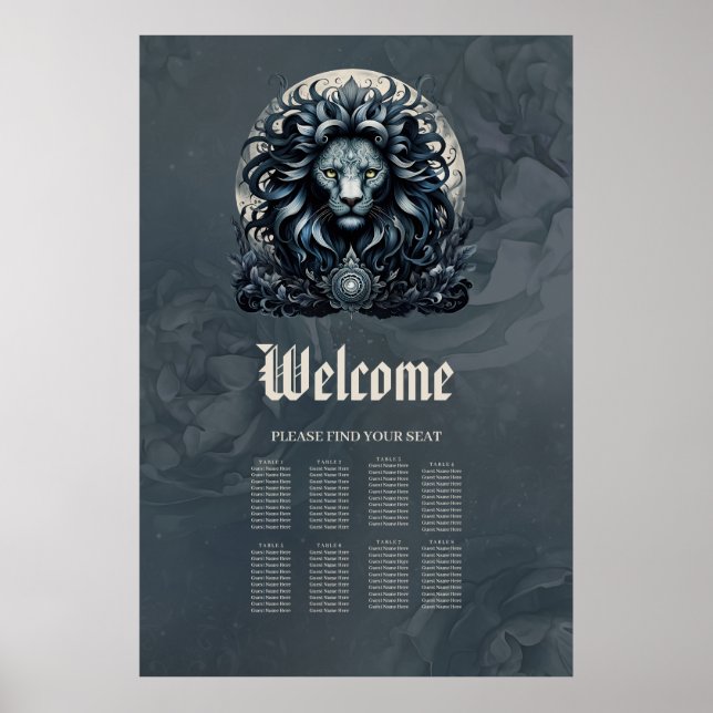 Royalets elegans, en stor gaze ornat lejon huvud poster (Framsidan)