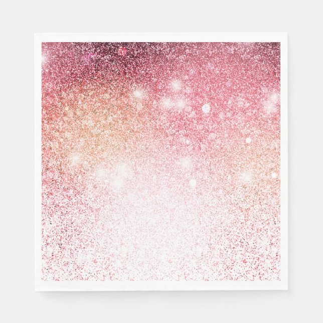 Royalets Elegant Rosa Glitter Pappersservett (Framsidan)