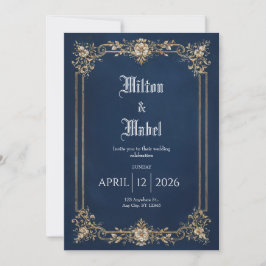 Royalets flotta och Guld Blommigt Bröllop Inbjudningar