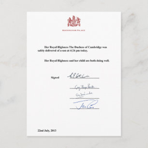 Royalets födelsemeddelande vykort