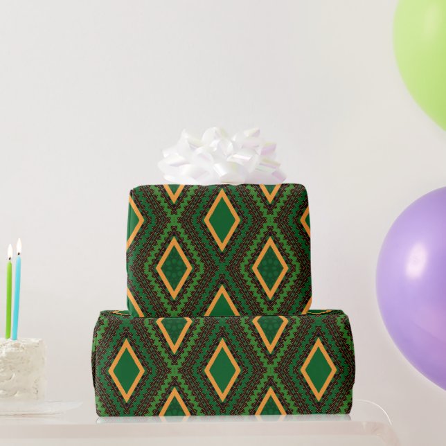 Royalets Grönt Afrikas Geometric Kente Wrapping Pa Presentpapper (Festgåvor)