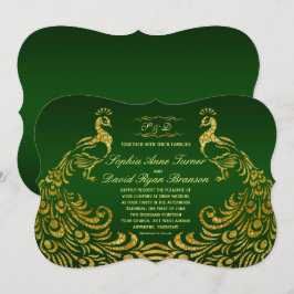 Royalets inbjudan till Grönt Faux Guld Peacock Wed
