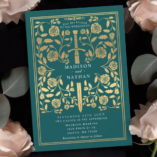 Royalets inbjudan till medieval Guld Sword Wedding