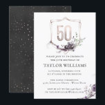 Royalets Lila | Blommigt Ornate Foil Ram Birthday Inbjudningar<br><div class="desc">En enkel men vacker vattenfärgsinbjudan. Den här Vintagen Inspired Birthday-inbjudan, i Lila Faux-folie av kol och Royal, är perfekten inbjudan som anger tonen för ett party av fantastisk! Lägg till anpassningsbarnas ordalydelse i den här designen genom att använda rutorna "Redigera den här designmallen" på objektets höger eller klicka på den...</div>