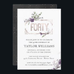 Royalets Lila| Blommigt Ornate Foil Ram födelsedag Inbjudningar<br><div class="desc">En enkel men vacker vattenfärgsinbjudan. Den här Vintagen Inspired Birthday Call, i Charcoal and Royal Lila Faux foil, är perfekten inbjudan som anger tonen för ett fantastisk party! Lägg till anpassningsbarnas ordalydelse i den här designen genom att använda rutorna "Redigera den här designmallen" på objektets höger eller klicka på den...</div>