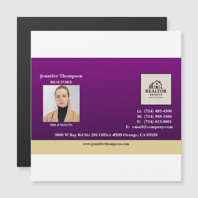 Royalets Lila med Guld accentmagnet (Fram/baksida)