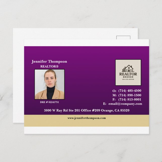 Royalets Lila med vykort för accent med Guld (Fram/baksida)