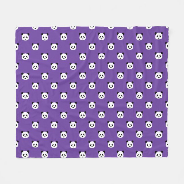 Royalets Lila - Minimalistisk Panda Mönster Fleecefilt (Framsidan (Horisontell))
