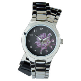 Royalets Lila och vita blomma Armbandsur