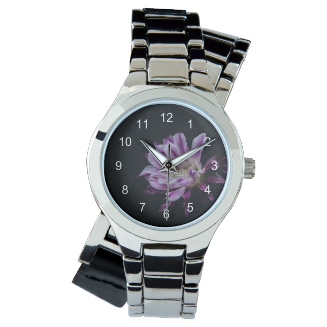 Royalets Lila och vita blomma Armbandsur (Framsida)