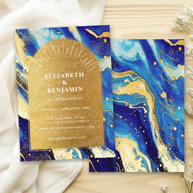 Royalets marinblå Guld Arch Bröllop spara datum Datumet (Skapare uppladdad)