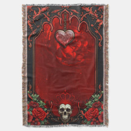 Royalets mörker, ett gotiskt hjärta och skalle. filt