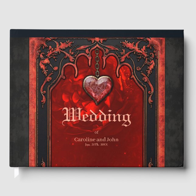 Royalets mörker, ett gotiskt hjärta och skalle. gästböcker (Framsida)