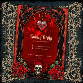 Royalets mörker, ett gotiskt hjärta och skalle. OSA kort