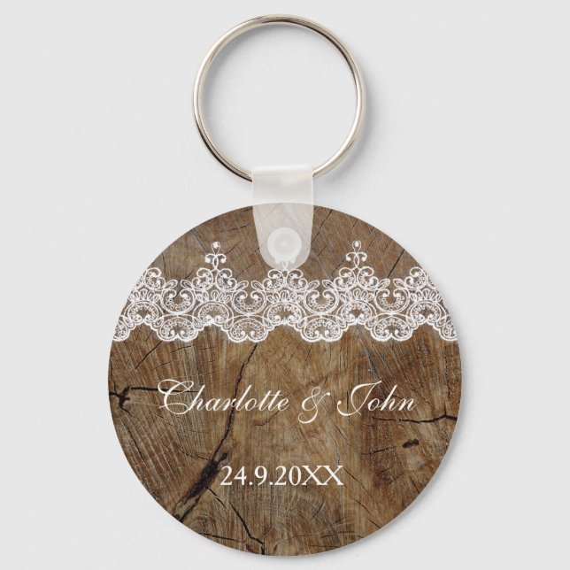 Royalets Rustic Chic Spara  Nyckel Round Gift Nyckelring (Framsida)