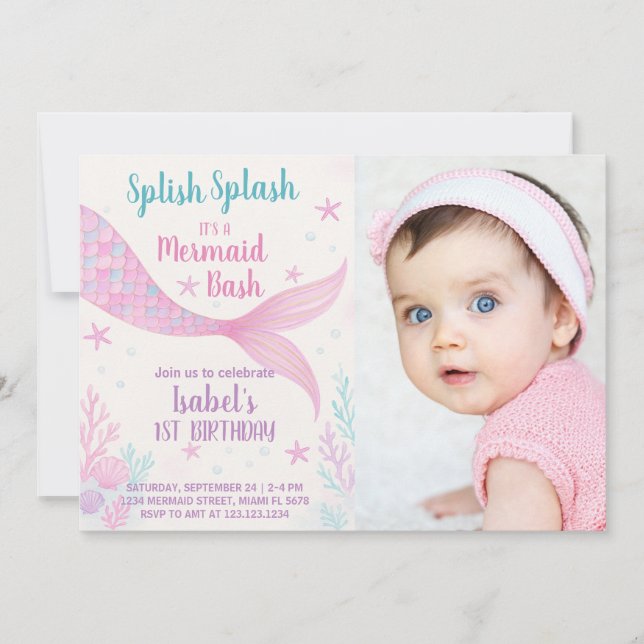 Royalets Sjöjungfru Princess Birthday bjudande Inbjudningar (Framsida)