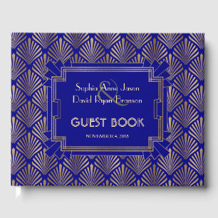 Royalets Underbara Guldet Gatsby Art Deco Bröllop Gästböcker