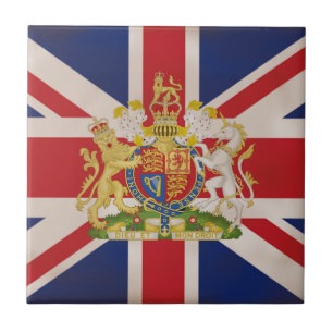 Royalets Vapensköld om Union Jack. Kakelplatta