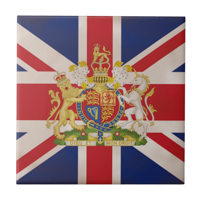 Royalets Vapensköld om Union Jack. Kakelplatta (Framsidan)