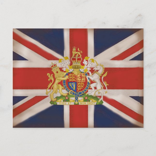 Royalets Vapensköld på Union Jack Flagga Vykort (Framsida)