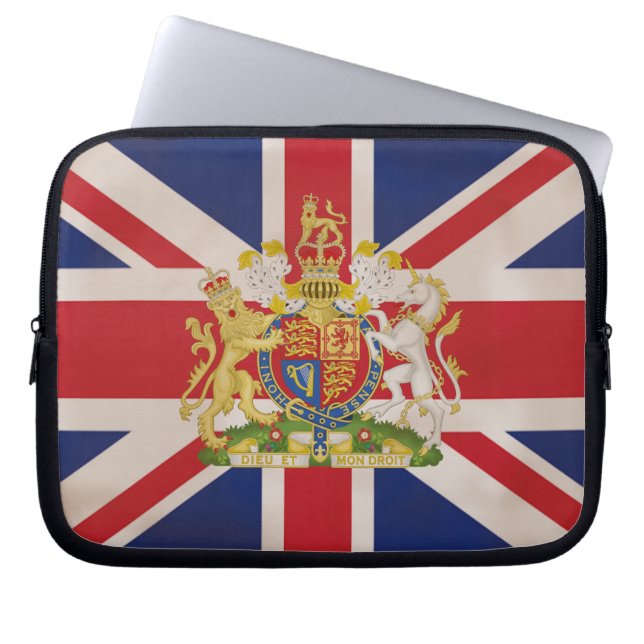 Royalets Vapensköld på Union Jack. Laptop Fodral (Framsidan)