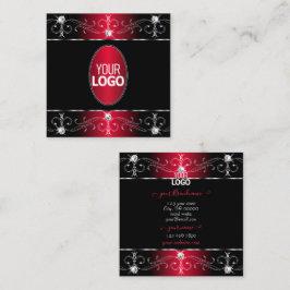 Royally Black Red Ornate Ornaments Jewels Add Logo Fyrkantigt Visitkort