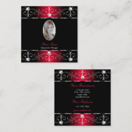 Royally Black Red Ornate Ornaments Jewels Photo Fyrkantigt Visitkort