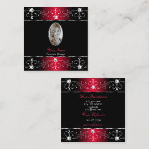 Royally Black Red Ornate Ornaments Jewels Photo Fyrkantigt Visitkort