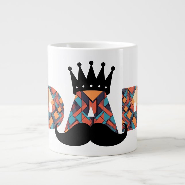 Royally Fantastisk Pappa: Geometric Mönster Mugg Jumbo Mugg (Framsidan)
