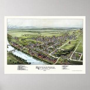 Royersford, PA Panoramic Karta - 1893 Poster