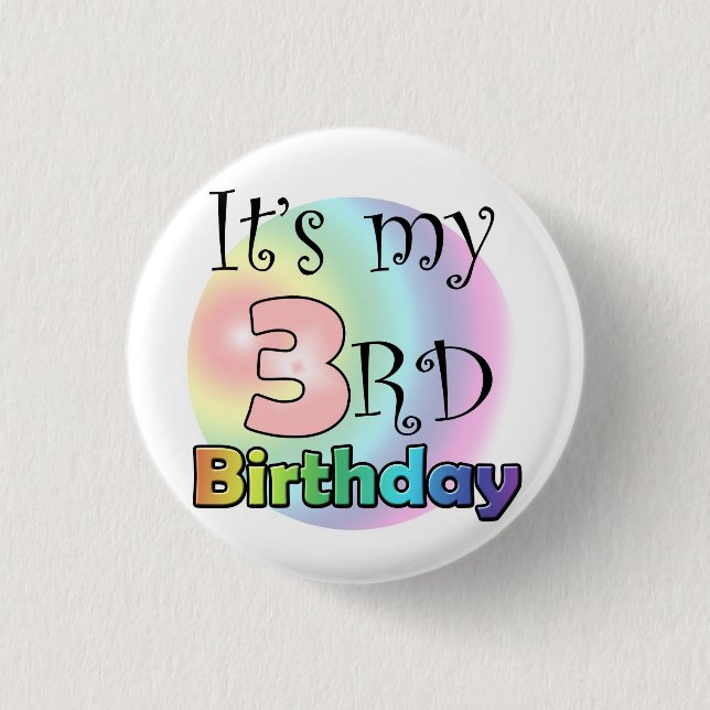 Roze It's my 3rd Birthday Knapp (Framsida)