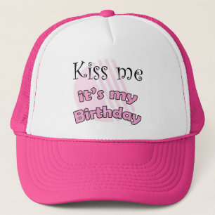 Roze kysser mig det är min födelsedag keps