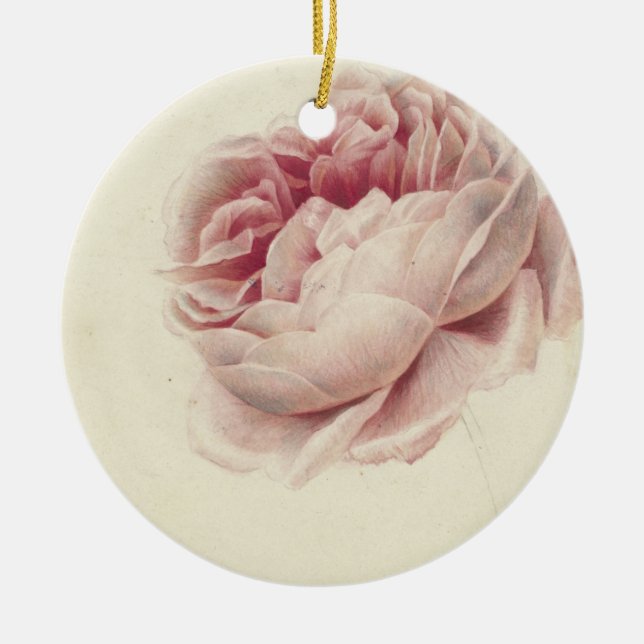 Roze Roos (1792) - Botanisk konst av tidrapport Vi Julgransprydnad Keramik (Framsidan)