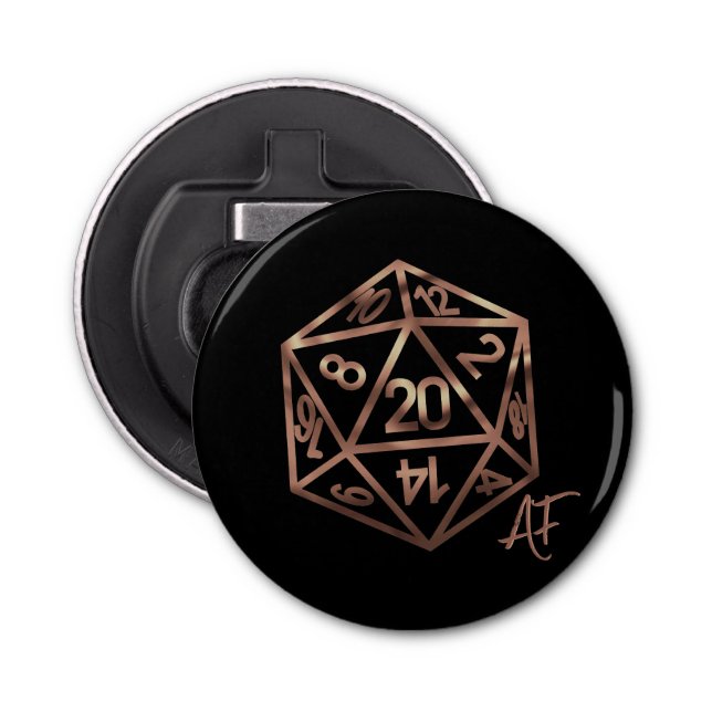 RPG Crit AF | Copper Fantasy Tabletop Gamer Dice Flasköppnare (Framsidan)