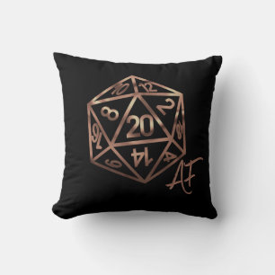 RPG Crit AF   Copper Fantasy Tabletop Gamer Dice Kudde