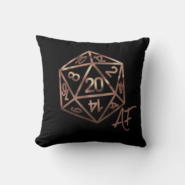 RPG Crit AF | Copper Fantasy Tabletop Gamer Dice Kudde (Framsida)