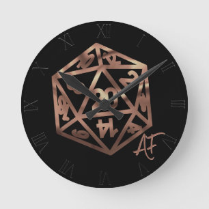RPG Crit AF   Copper Fantasy Tabletop Gamer Dice Rund Klocka