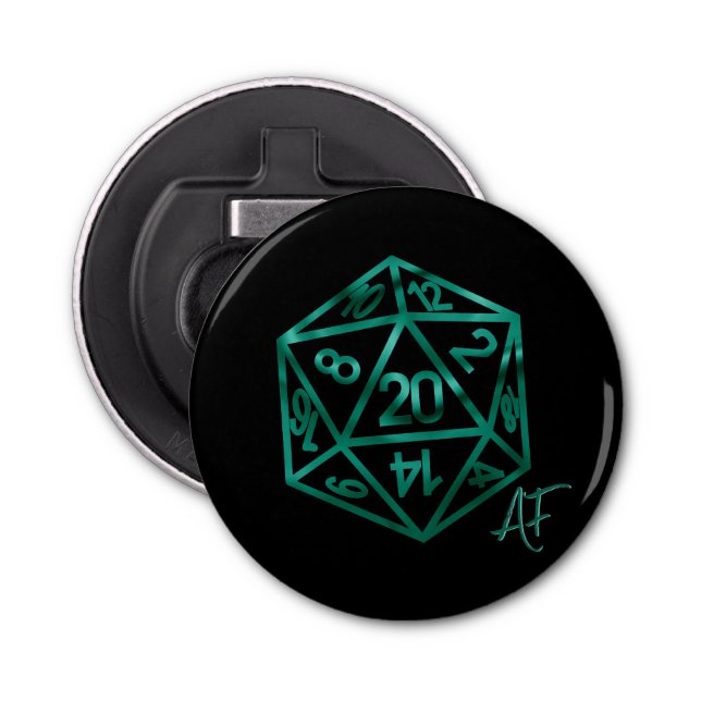 RPG Crit AF | Emerald Fantasy Tabletop Gamer Dice Flasköppnare (Framsidan)